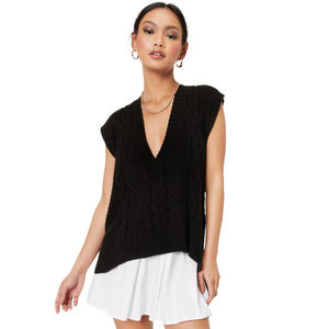 Nasty Gal Size 10 Cable Knit V Neck Vest Or Tank Top